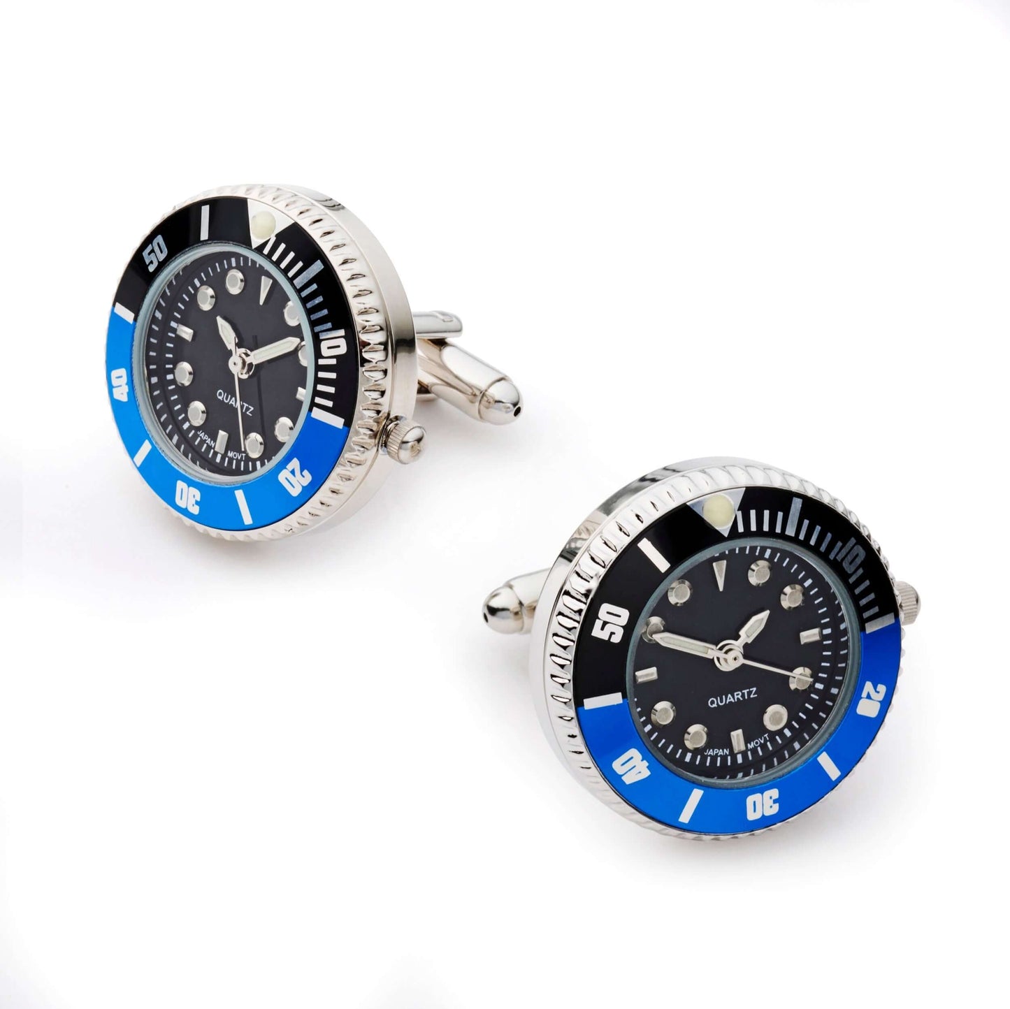 Batman Watch Cufflinks Black and Blue Functional Timepiece - Quartz Movement With Replaceable Battery by Benson & Clegg