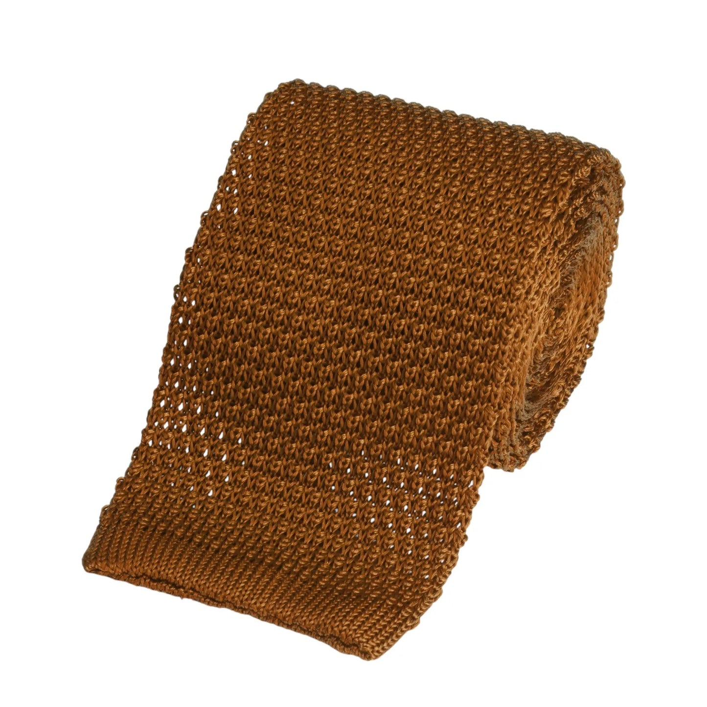 Knitted Silk Tie In Burnt Orange by Benson & Clegg