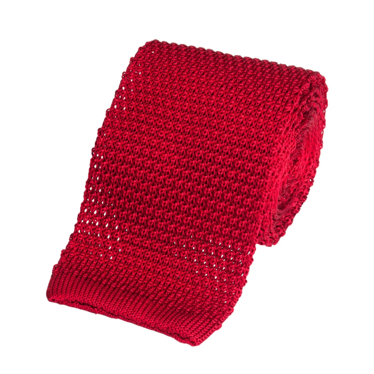 Knitted Silk Tie In Red by Benson & Clegg