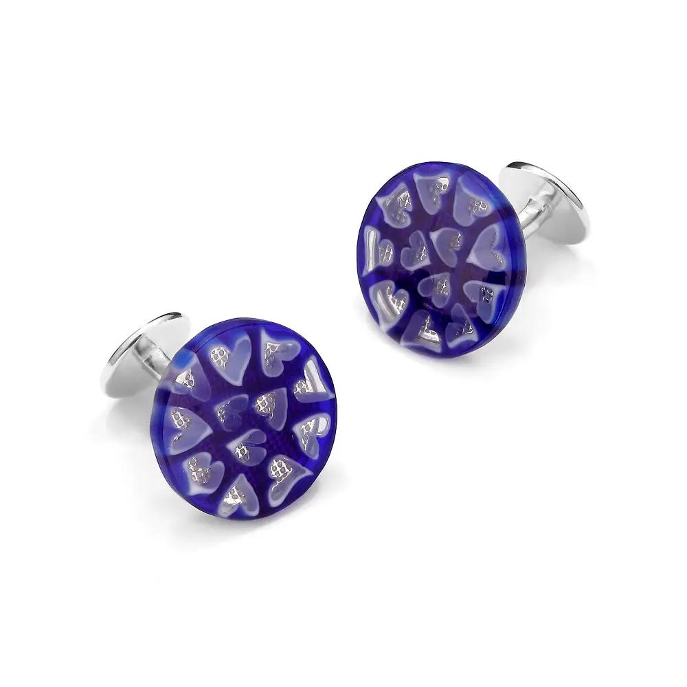 Murano Glass 'Amore' Cufflinks With Sterling Silver by Benson & Clegg