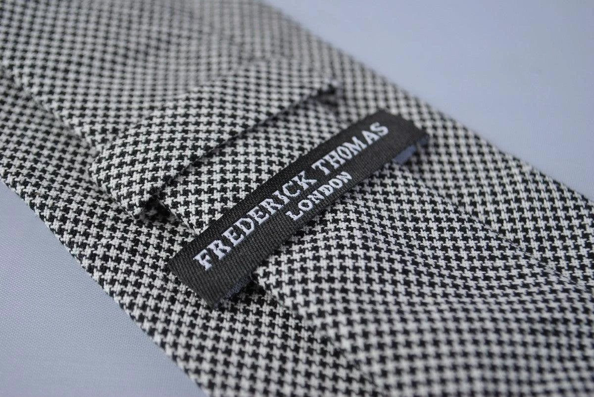 black and white dogtooth cotton textured tie by Frederick Thomas Handmade Mens Ties
