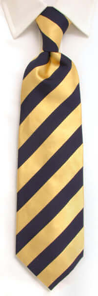 Handmade Navy & Gold Regimental Stripe Silk Tie - whtshirtmakers.com