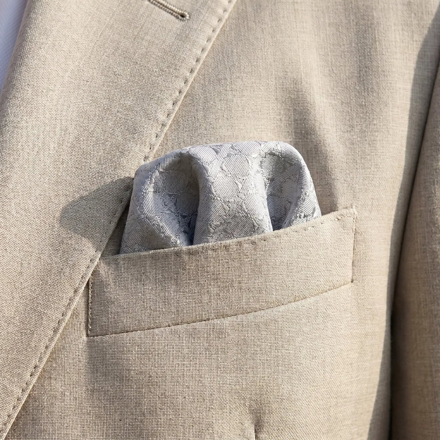 Grey Textured Pocket Square by OFL Ties