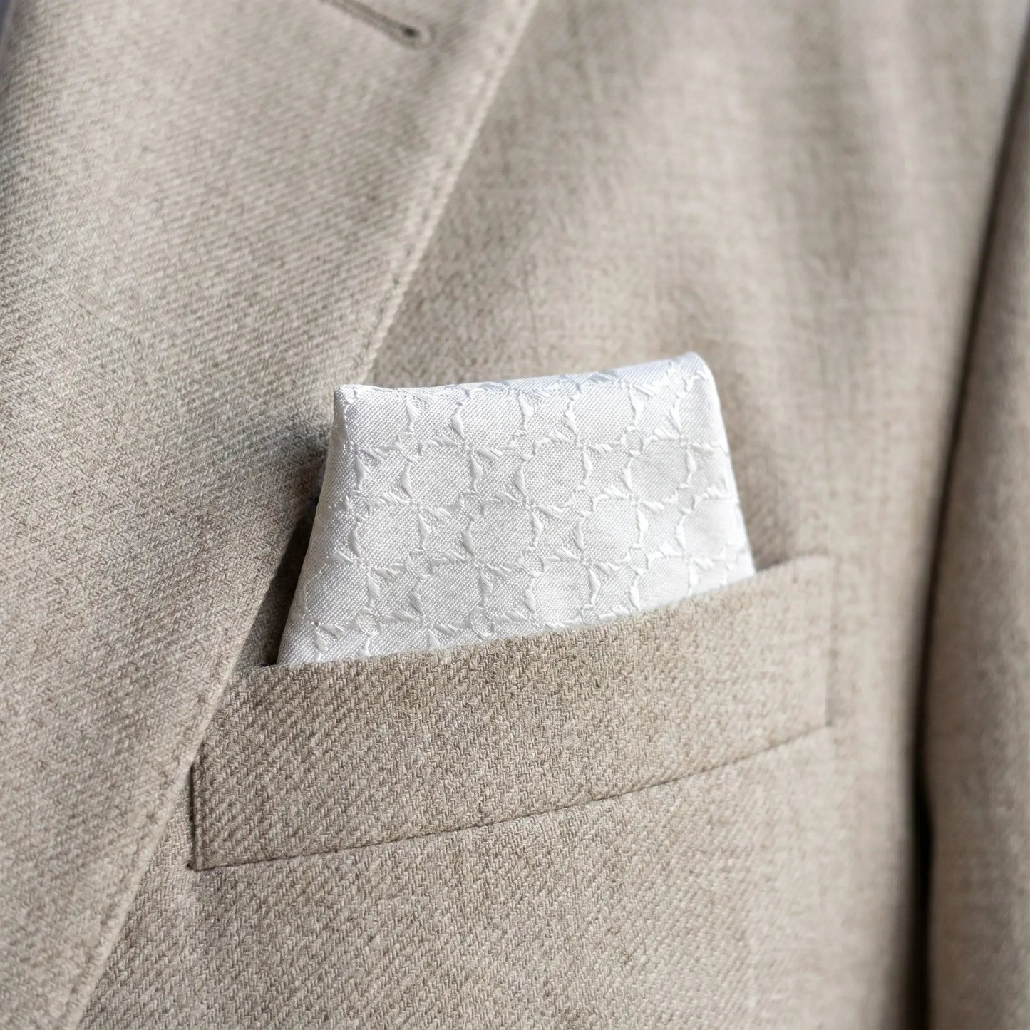 Light Grey Textured Pocket Square by OFL Ties