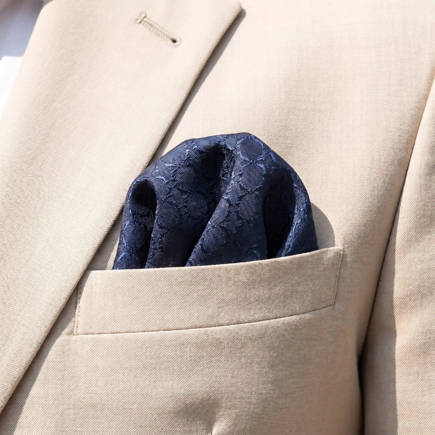 Navy Midnight Blue Textured Pocket Square by OFL Ties