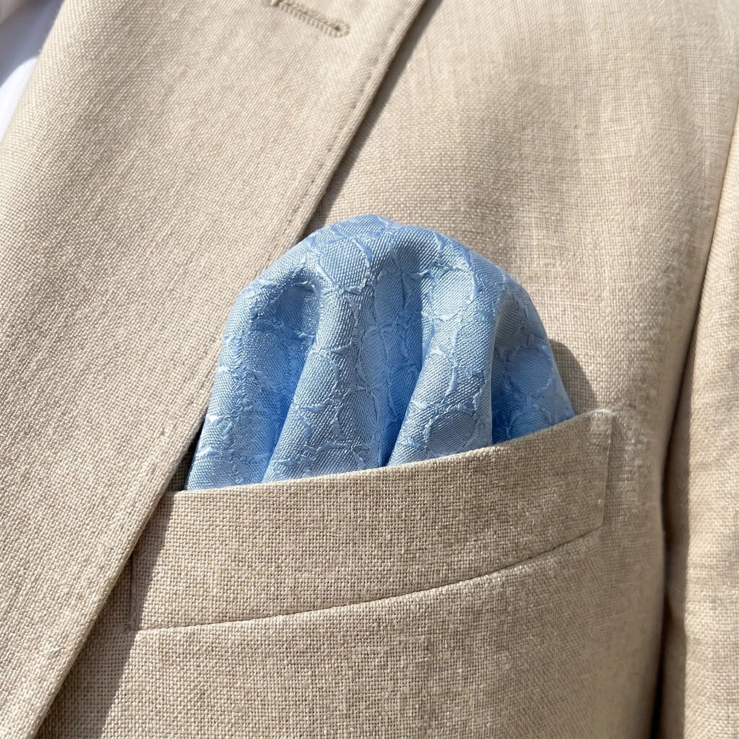 Pastel Blue Textured Pocket Square by OFL Ties