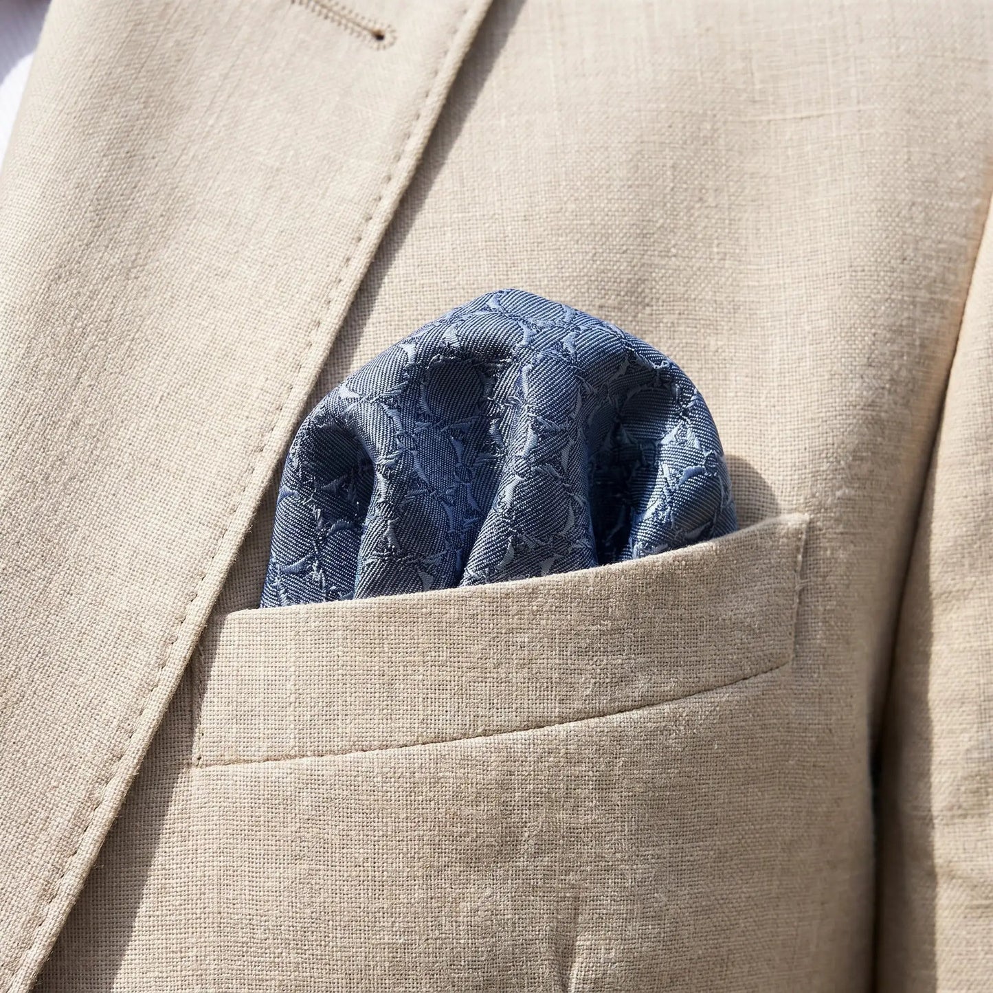 Steel Blue Textured Pocket Square by OFL Ties