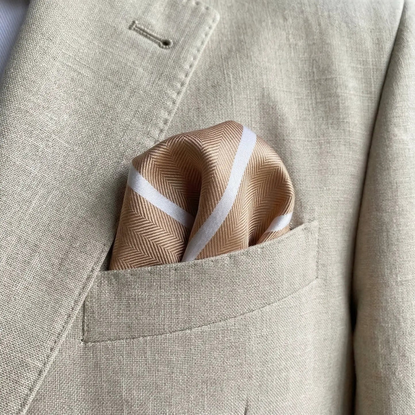 Cappuccino Stripe Pocket Square - Hawksmoor Edit by OFL Ties