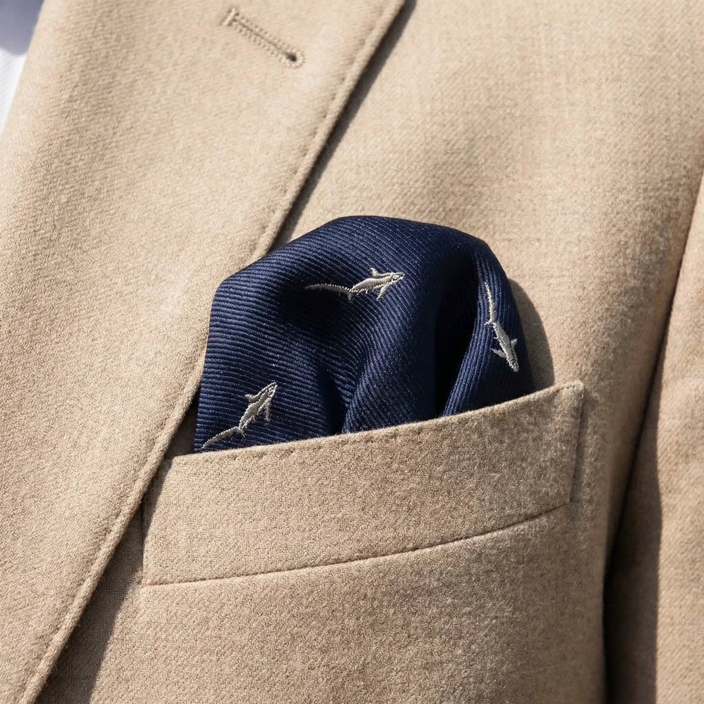 Shark Pocket Square by OFL Ties
