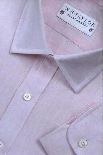 Plain Pink Luxury Linen Ladies Bespoke Shirt by whtshirtmakers.com