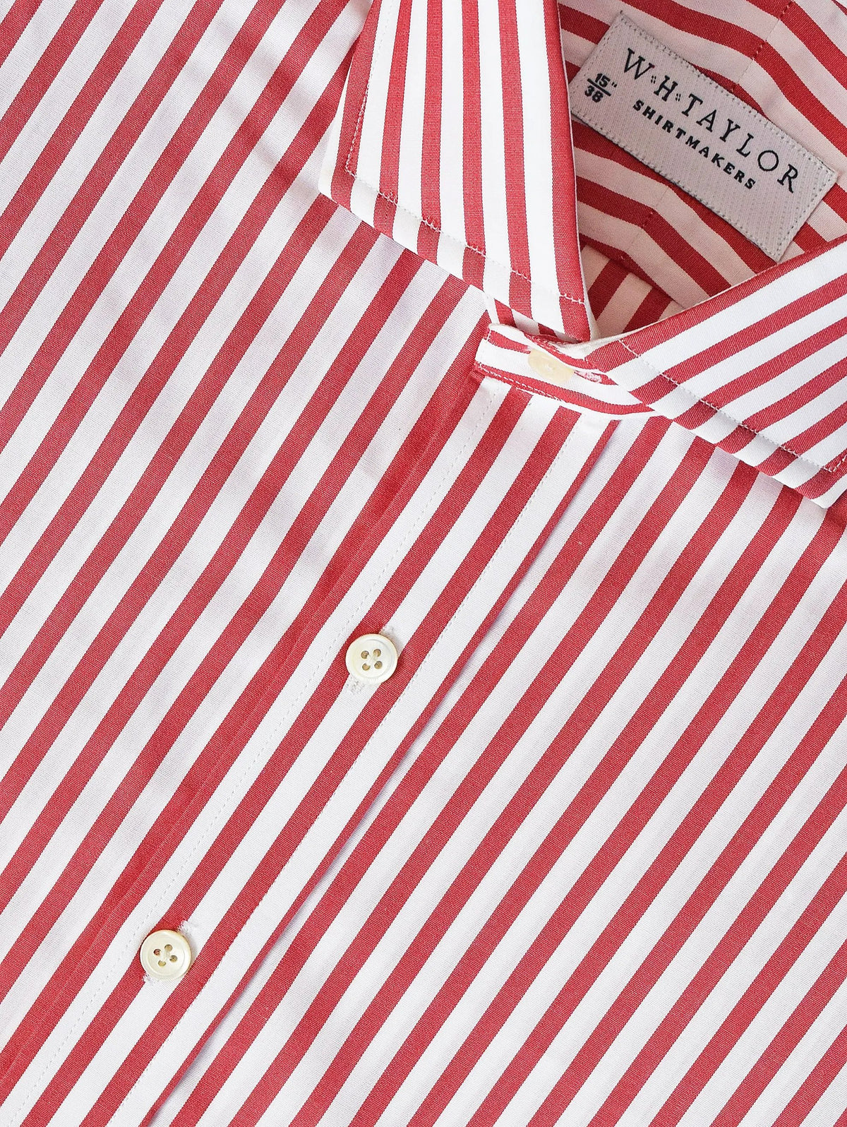 WH Taylor Shirtmakers Red Butcher Stripe Poplin Men's Bespoke Shirt by whtshirtmakers.com