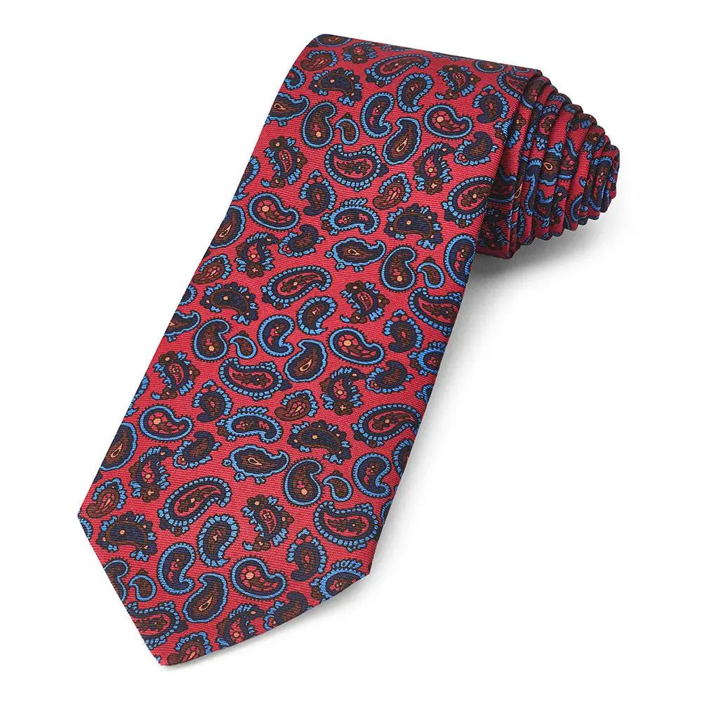 Paisley Ancient Madder Silk Tie In Red by Benson & Clegg