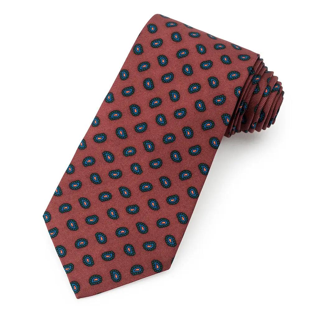 Teardrop Ancient Madder Silk Tie In Wine by Benson & Clegg