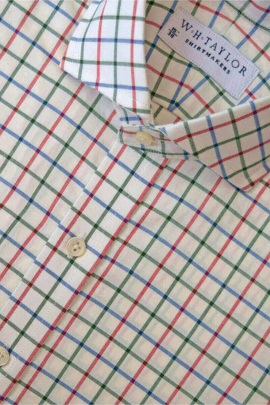 Blue, Red & Forest Green Check Twill Men's Bespoke Shirt - whtshirtmakers.com