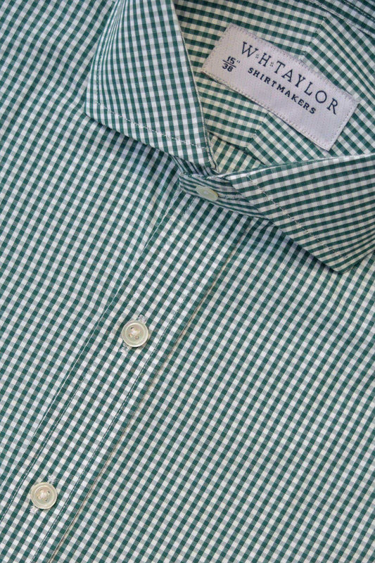 Green Small Gingham Check Poplin Ladies Bespoke Shirt - whtshirtmakers.com