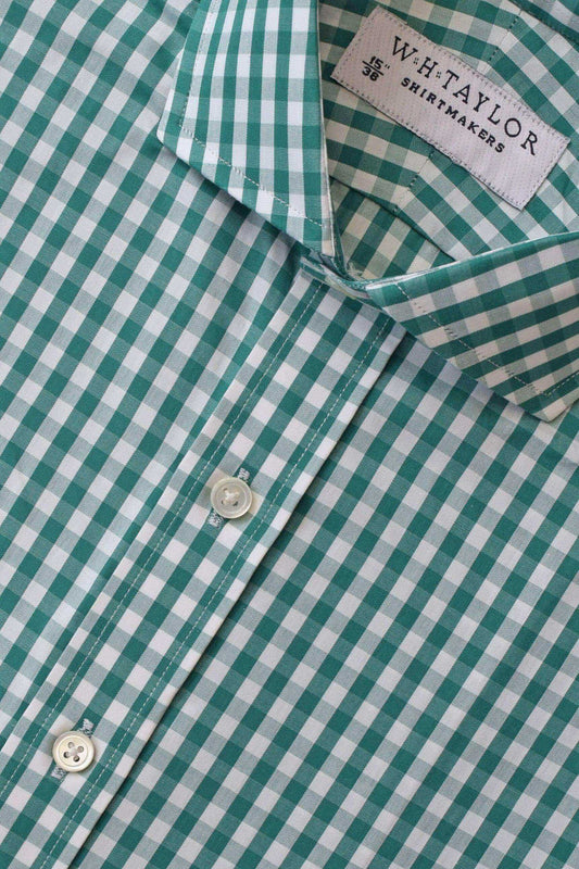 Forest Green Gingham Check Poplin Ladies Bespoke Shirt - whtshirtmakers.com