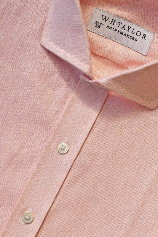 Plain Pink Linen Ladies Bespoke Shirt - whtshirtmakers.com