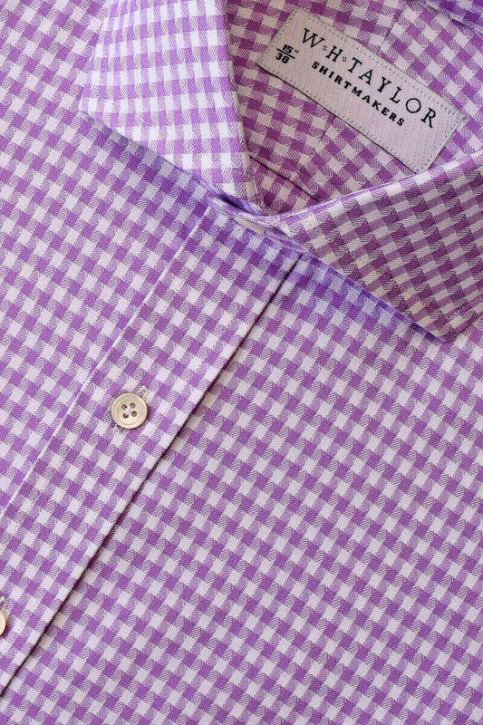 Lilac Houndstooth Check Ladies Bespoke Shirt - whtshirtmakers.com