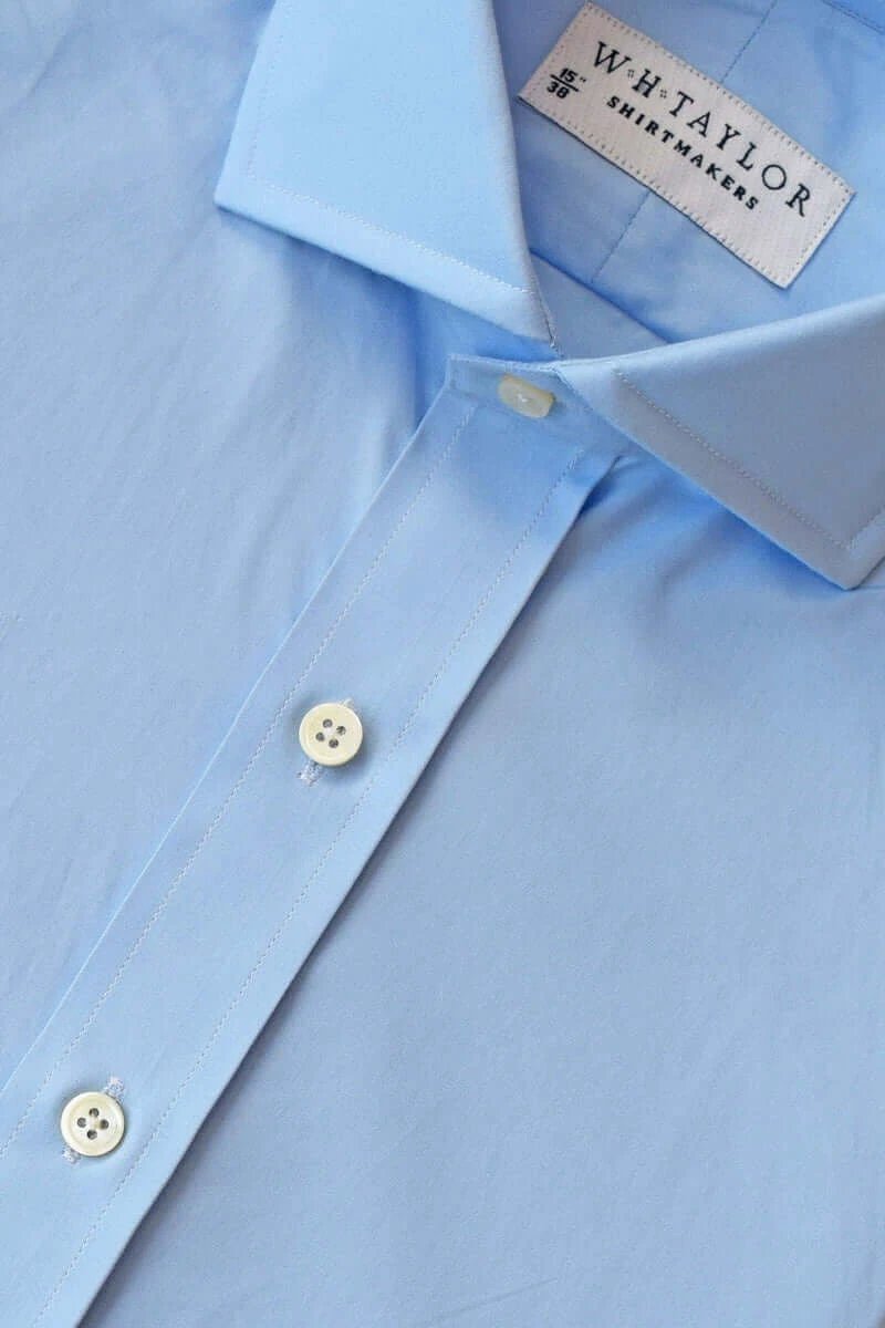 Plain Azure Blue 140's Superfine Poplin Ladies Bespoke Shirt - whtshirtmakers.com