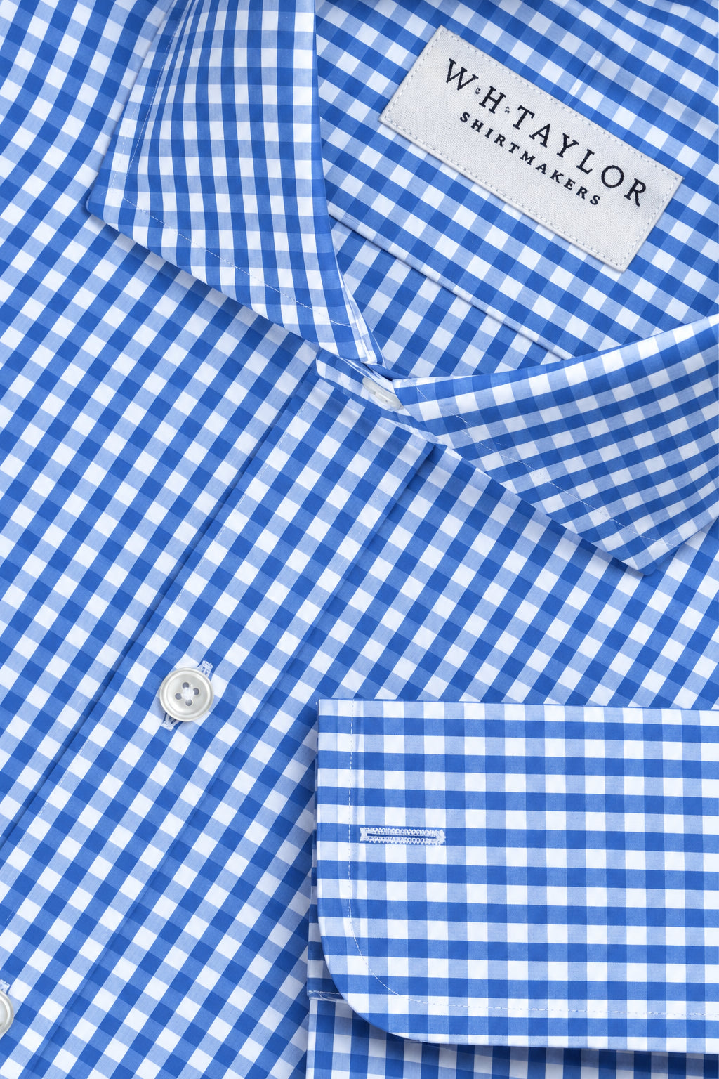 Sky Blue Gingham Check Poplin Men's Bespoke Shirt - whtshirtmakers.com