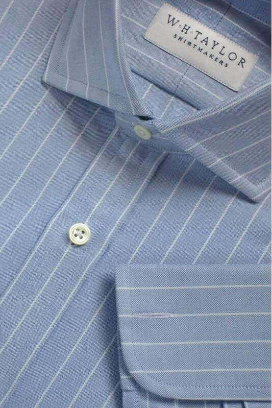 Blue White Pinstripe Oxford Ladies Bespoke Shirt - whtshirtmakers.com