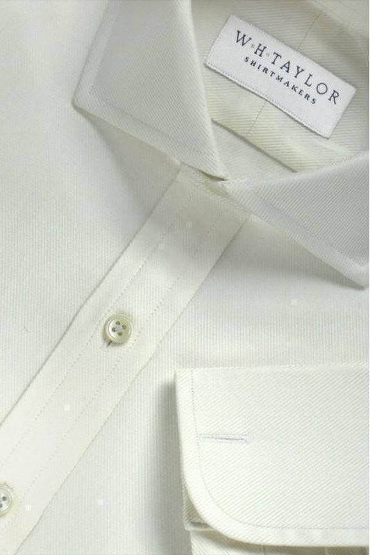 Cream Lined Twill Cotton Men's Bespoke Shirt - whtshirtmakers.com