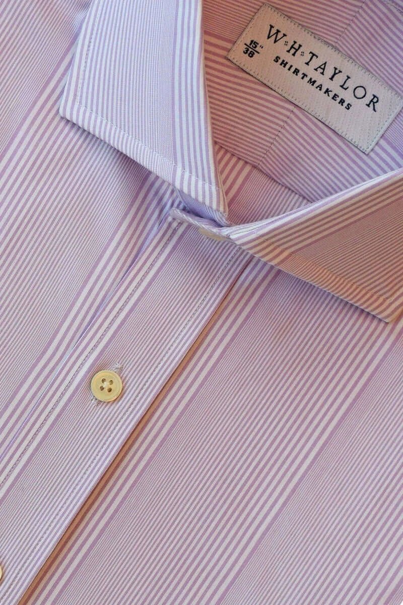 Lilac Bar code Stripe Poplin Men's Bespoke Shirt - whtshirtmakers.com