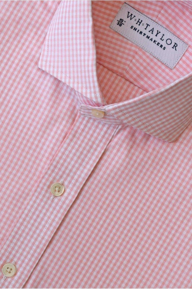 Pink Gingham Poplin Shirt Bespoke For Men W.H Taylor Shirtmakers Pink Gingham Poplin Shirt Bespoke For Men W.H Taylor Shirtmakers