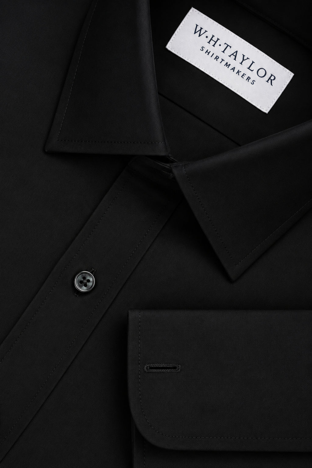 Plain Black Poplin Men's Bespoke Shirt - whtshirtmakers.com