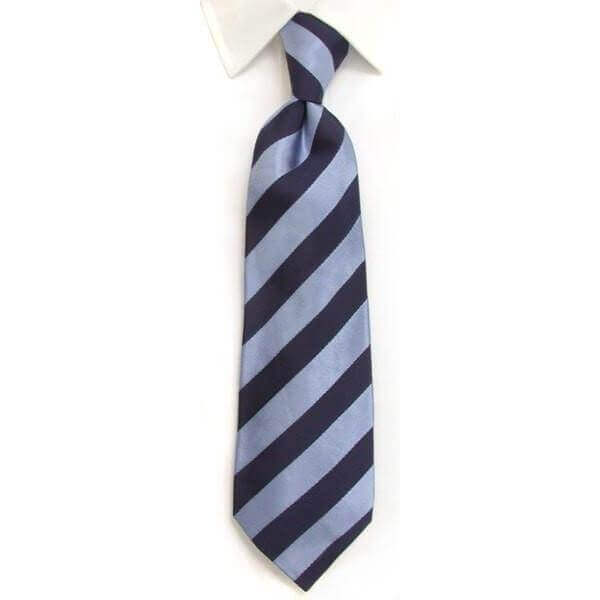 Handmade Navy and Blue Regimental Stripe Silk Tie - Elevates Formal and Smart Casual Ensembles with Timeless Silk Craft by whtshirtmakers.com