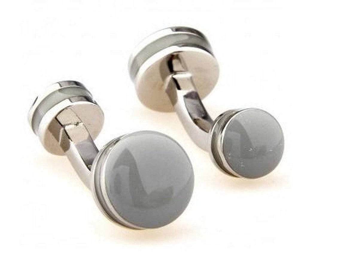 grey circular one piece cufflinks by Frederick Thomas Handmade Mens Ties