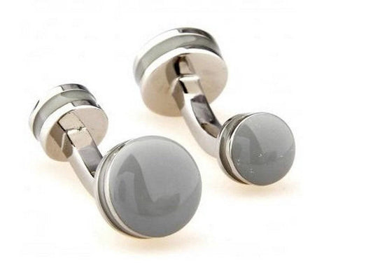 grey circular one piece cufflinks by Frederick Thomas Handmade Mens Ties