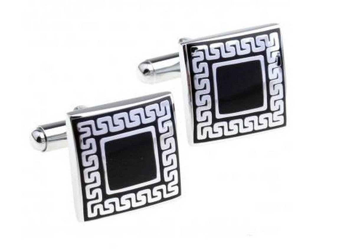 black patterned cufflinks by Frederick Thomas Handmade Mens Ties