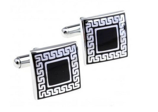 black patterned cufflinks by Frederick Thomas Handmade Mens Ties