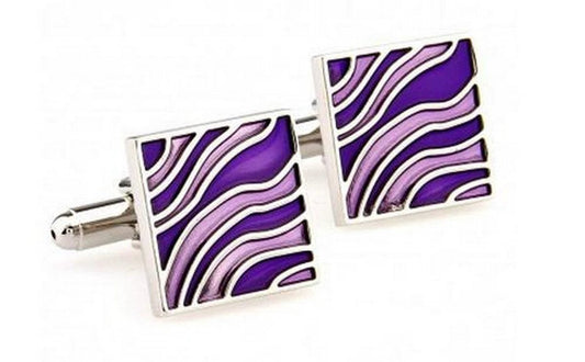 purple wavy design cufflinks by Frederick Thomas Handmade Mens Ties