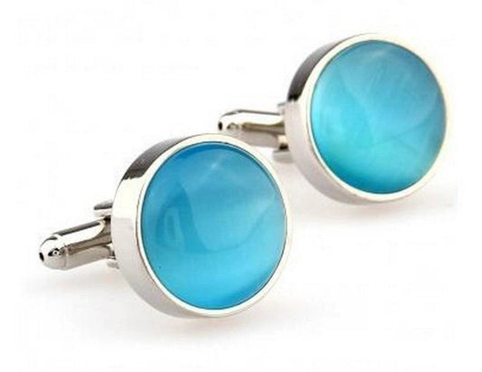 turquoise stone round design cufflinks by Frederick Thomas Handmade Mens Ties