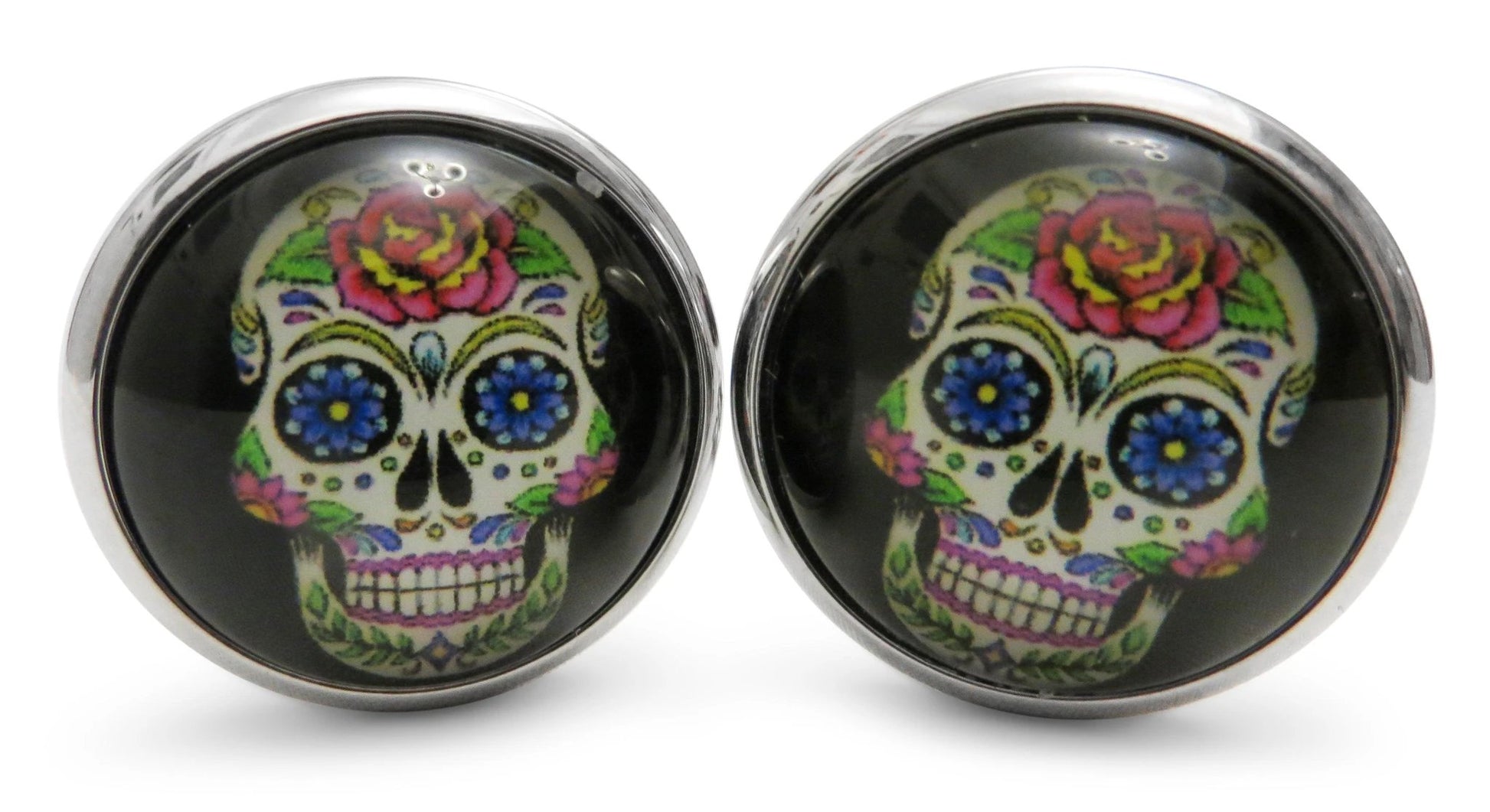 day of the dead skull round cufflinks by Frederick Thomas Handmade Mens Ties