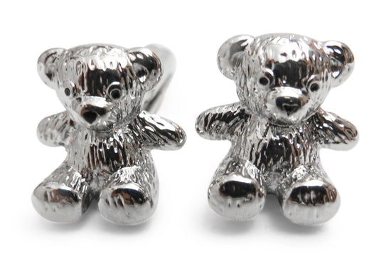 silver teddy bear cufflinks by Frederick Thomas Handmade Mens Ties