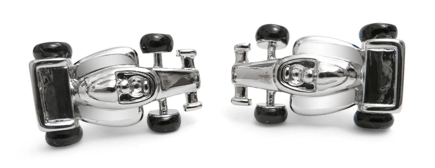 silver racing car cufflinks by Frederick Thomas Handmade Mens Ties