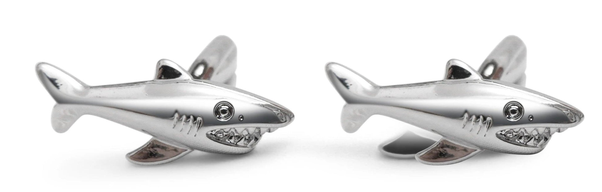 silver "Jaws" style shark cufflinks by Frederick Thomas Handmade Mens Ties