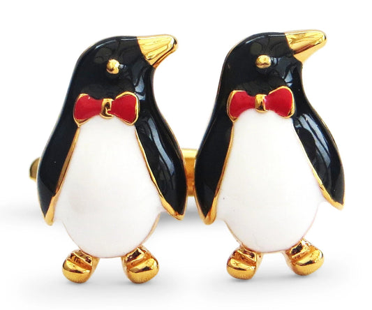gold style penguin cufflinks by Frederick Thomas Handmade Mens Ties