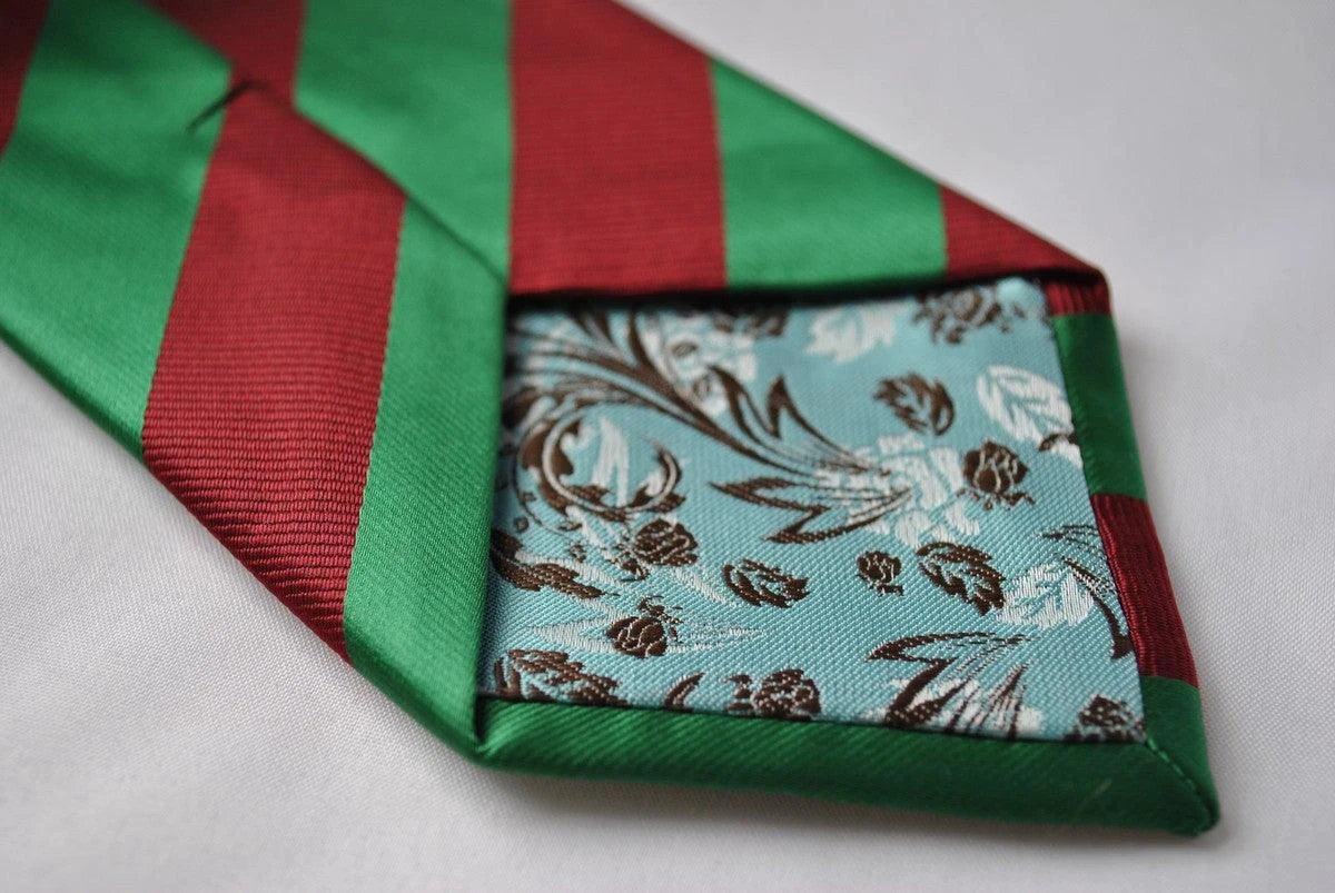 maroon and green barber striped tie by Frederick Thomas Handmade Mens Ties