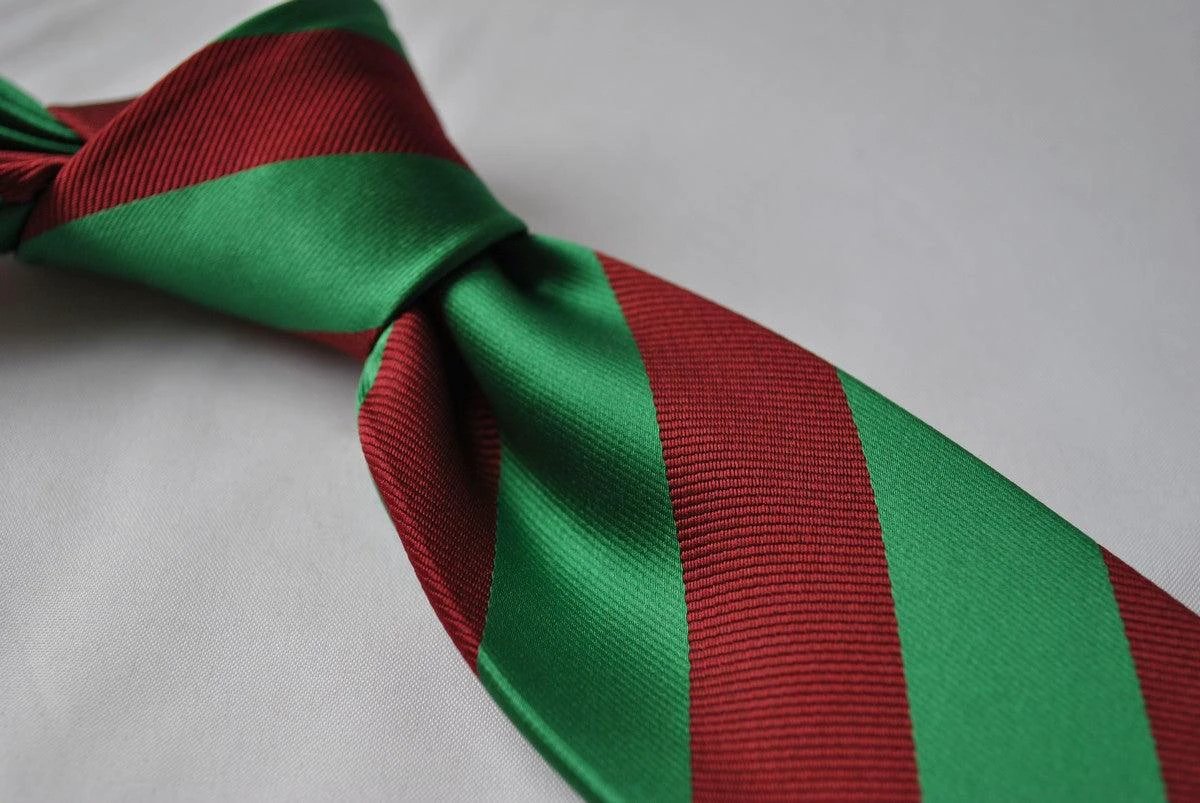 maroon and green barber striped tie by Frederick Thomas Handmade Mens Ties