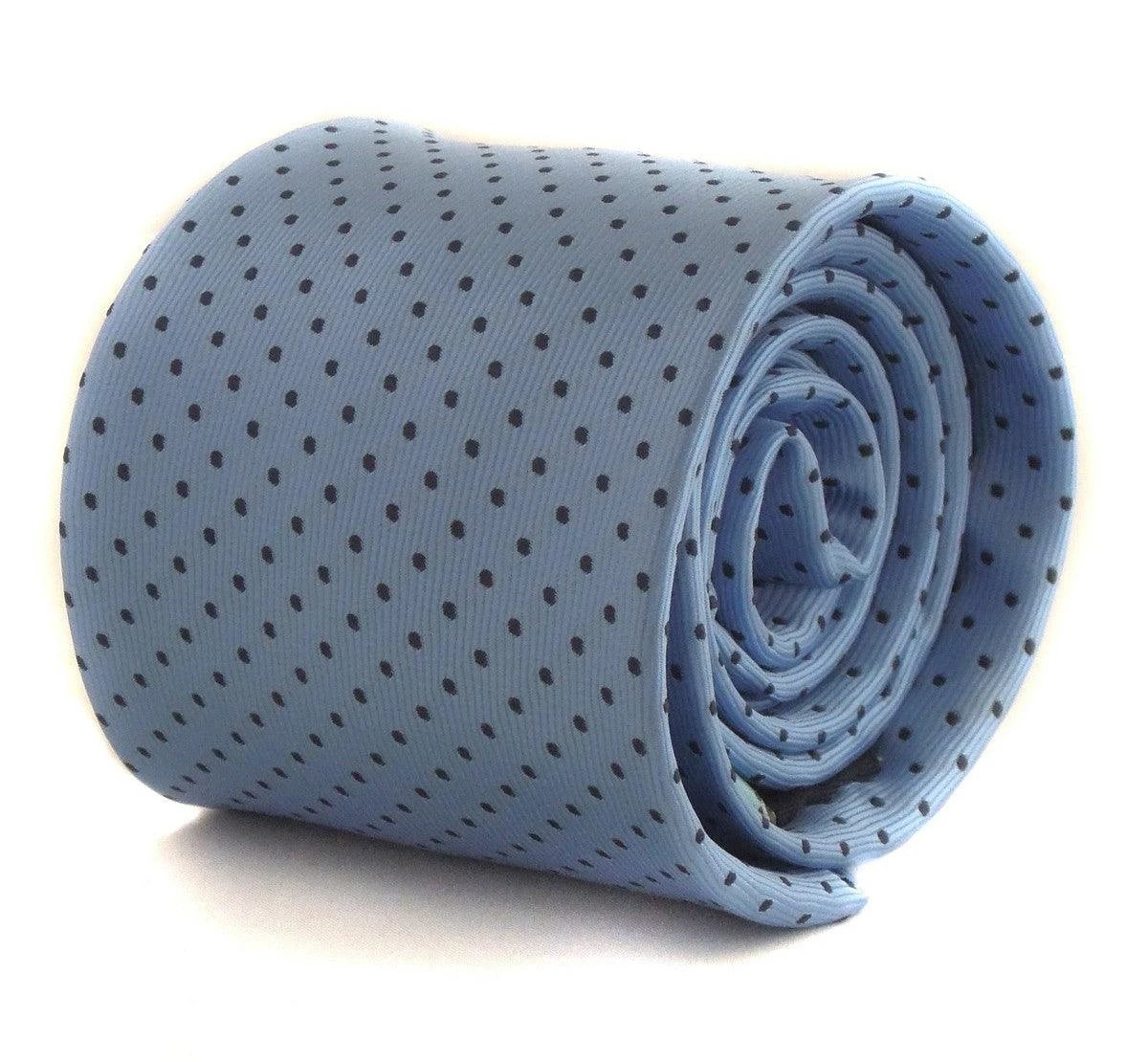 light blue tie with navy pin dots by Frederick Thomas Handmade Mens Ties