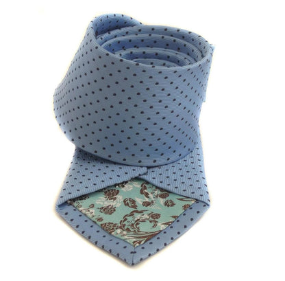 light blue tie with navy pin dots by Frederick Thomas Handmade Mens Ties
