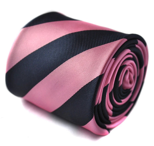 navy and pink barber striped tie by Frederick Thomas Handmade Mens Ties