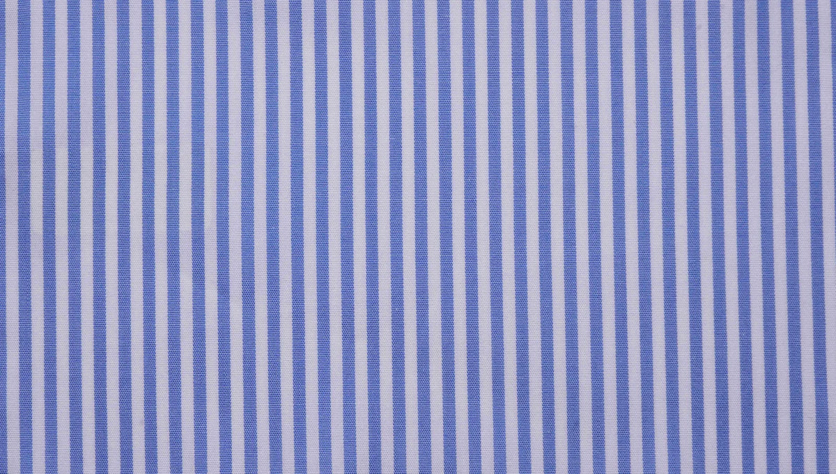 WH Taylor Shirtmakers Blue Bengal Stripe Poplin Men's Bespoke Shirt by whtshirtmakers.com