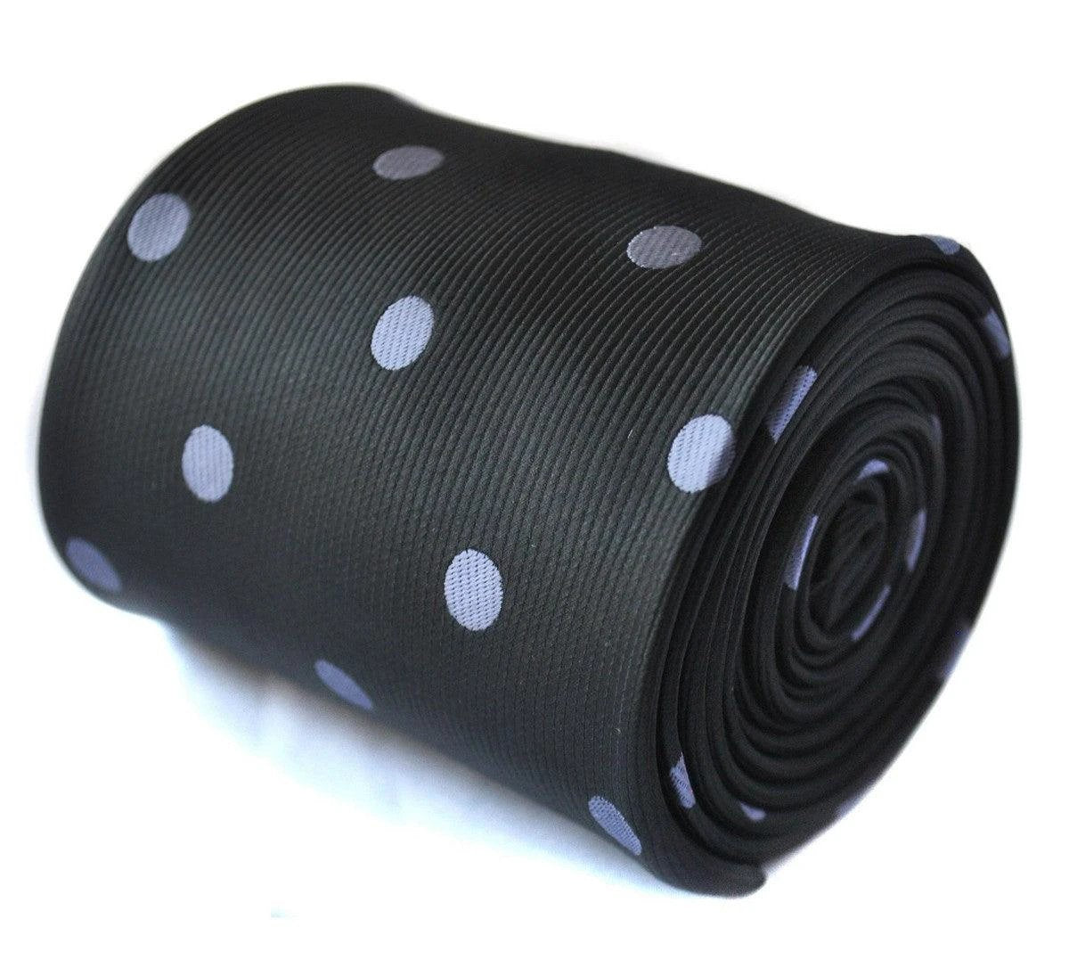 black tie with grey polka dots by Frederick Thomas Handmade Mens Ties