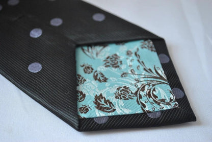 black tie with grey polka dots by Frederick Thomas Handmade Mens Ties