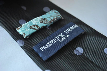 black tie with grey polka dots by Frederick Thomas Handmade Mens Ties